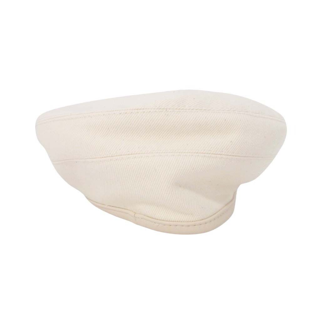 Hermes Gabrielle Beret Denim Leather Trim Series Button Hat 57 cm Ivory Handbag