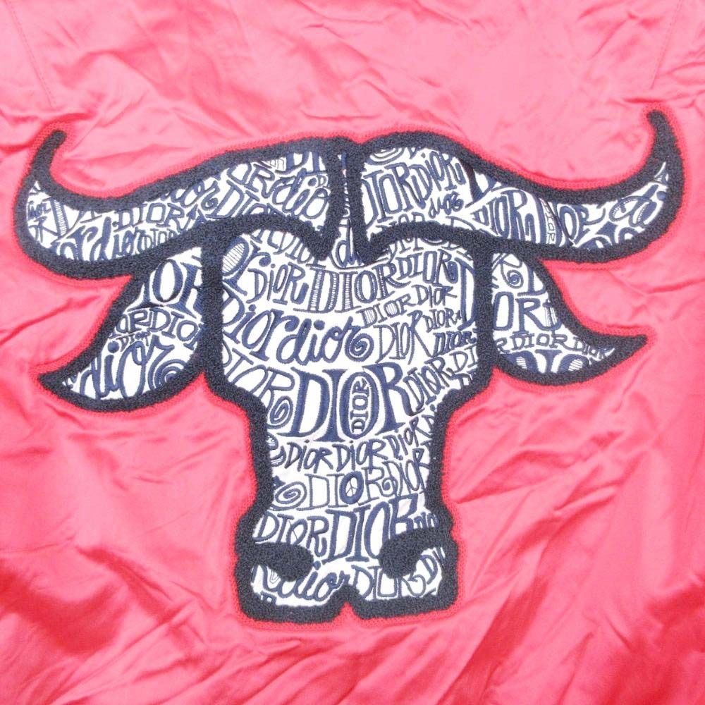 Dior Homme Sean Stewy Back Bull Patch Bomber Jacket 44 Red