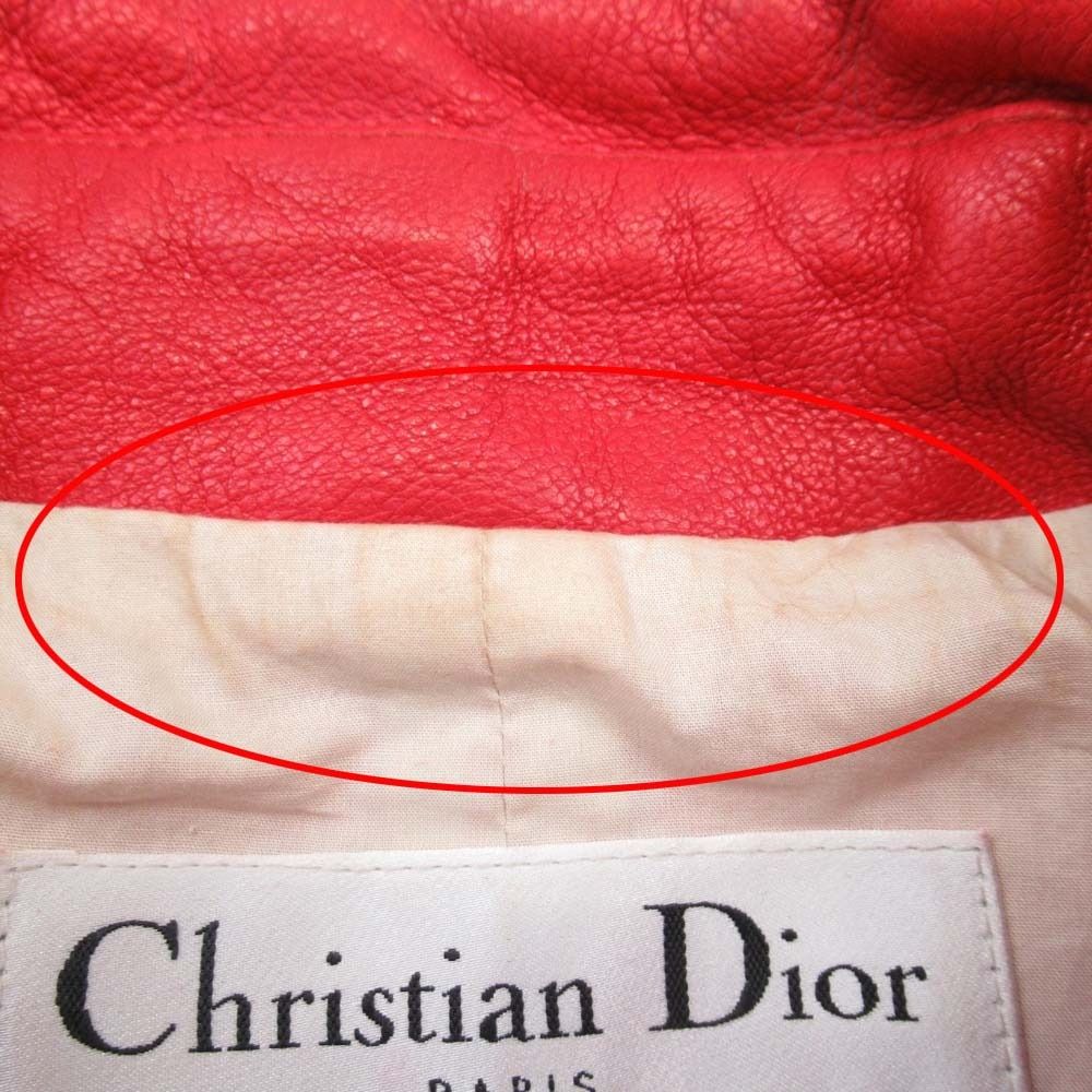Dior Goatskin Double Riders Biker Jacket 36 Red