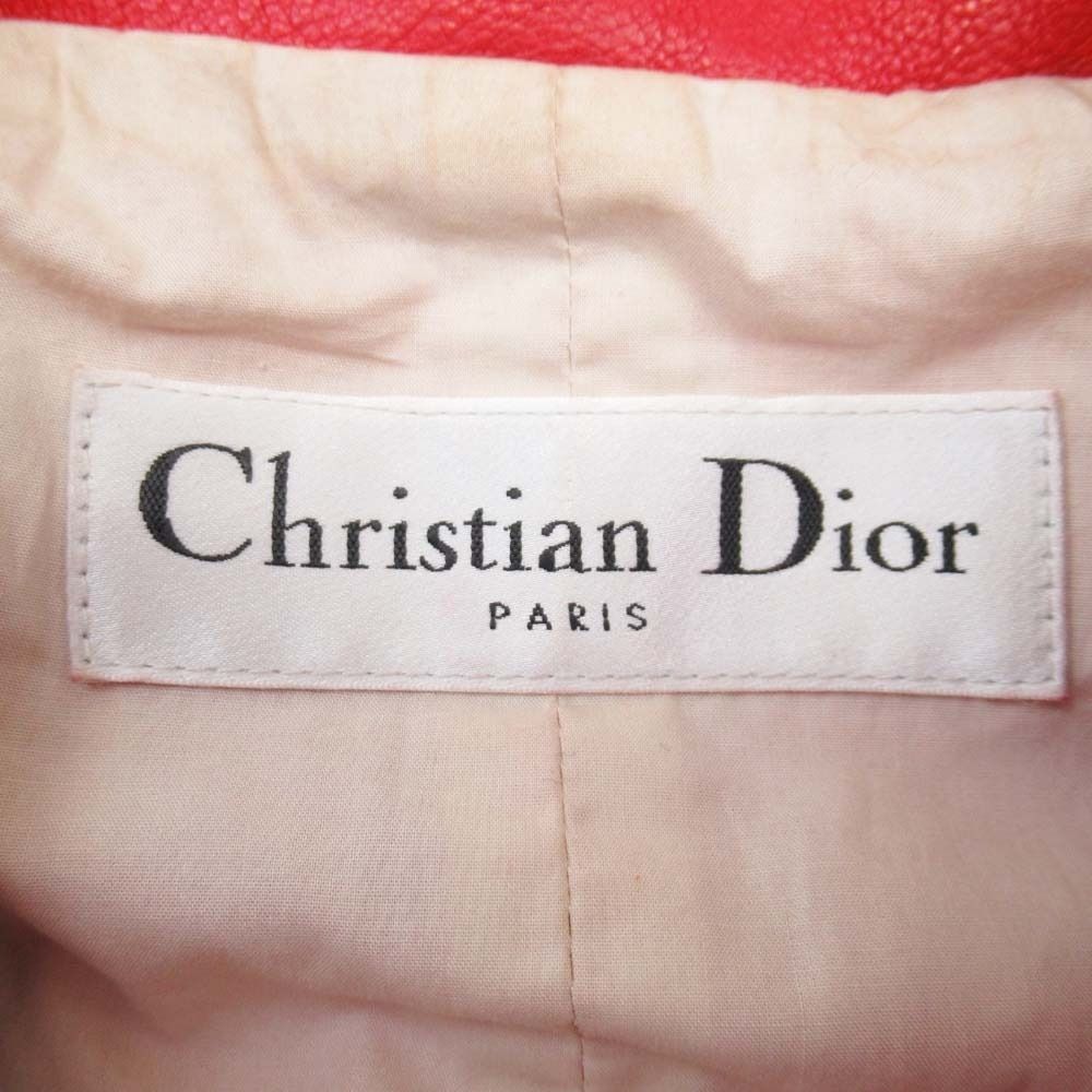 Dior Goatskin Double Riders Biker Jacket 36 Red