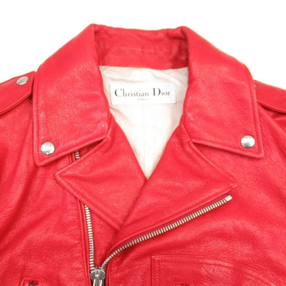 Dior Goatskin Double Riders Biker Jacket 36 Red