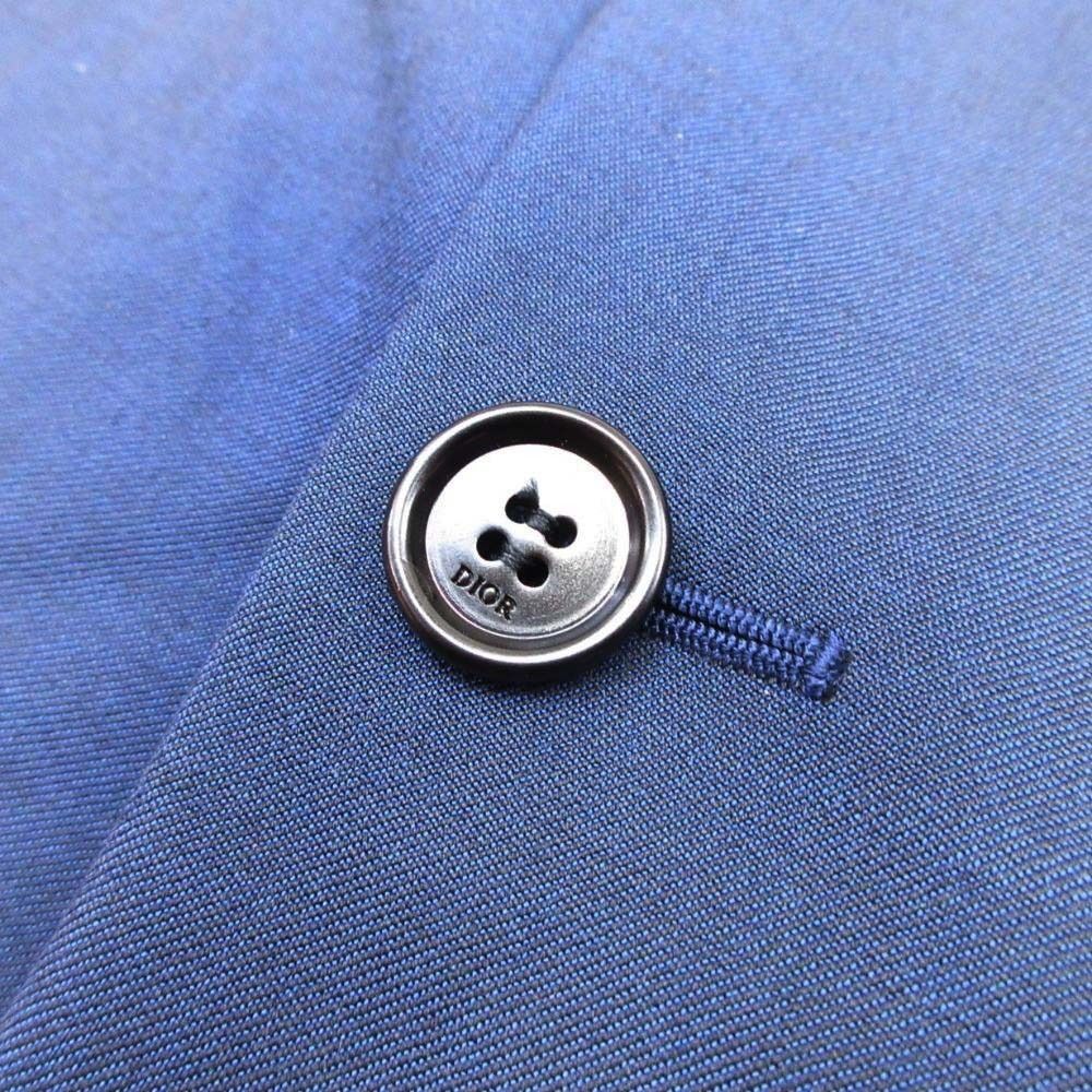 Dior Homme Tailored Jacket Single 2 Buttons Blue Leather Unlined Center Vent