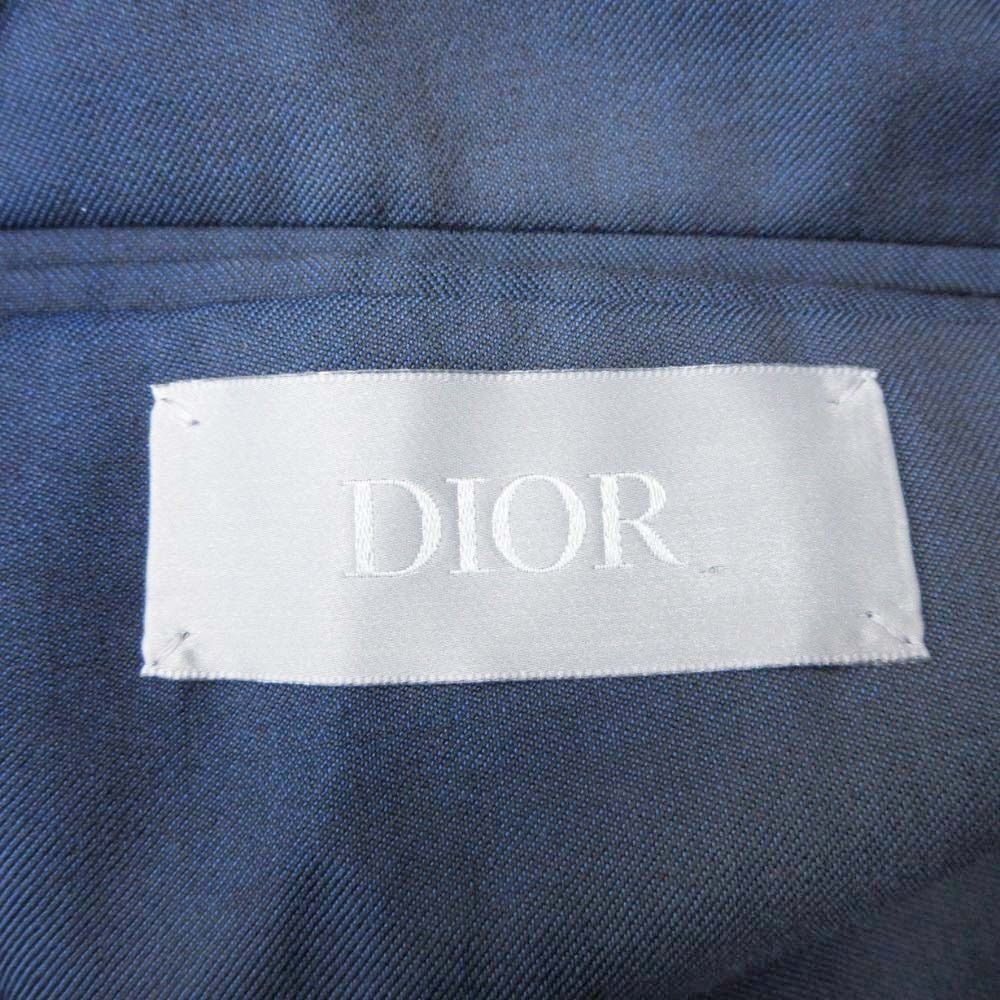 Dior Homme Tailored Jacket Single 2 Buttons Blue Leather Unlined Center Vent