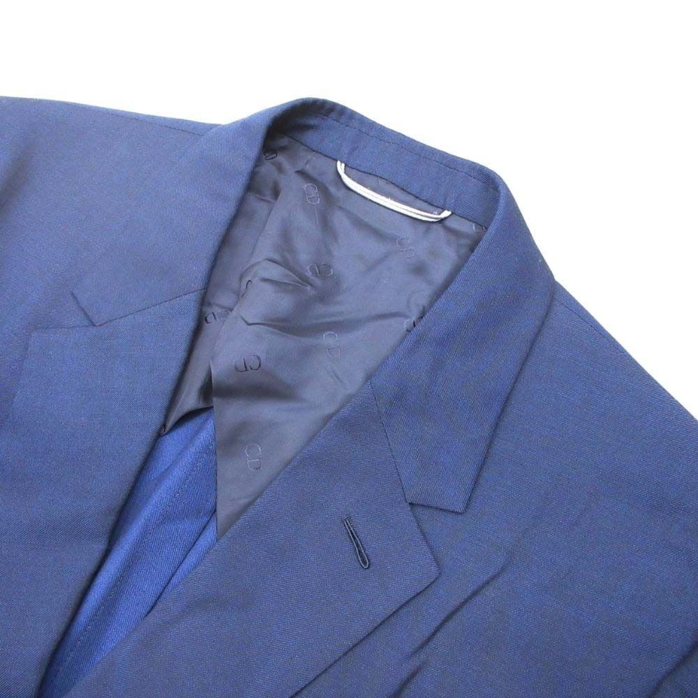 Dior Homme Tailored Jacket Single 2 Buttons Blue Leather Unlined Center Vent