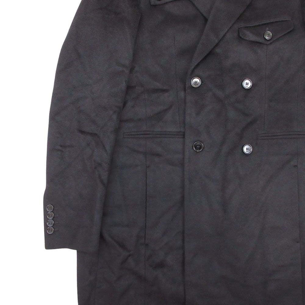 Dior Homme Cashmere Double Breasted Coat Peak Lapel 44 Black