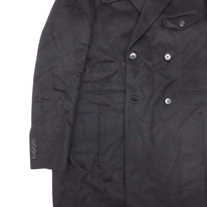 Dior Homme Cashmere Double Breasted Coat Peak Lapel 44 Black