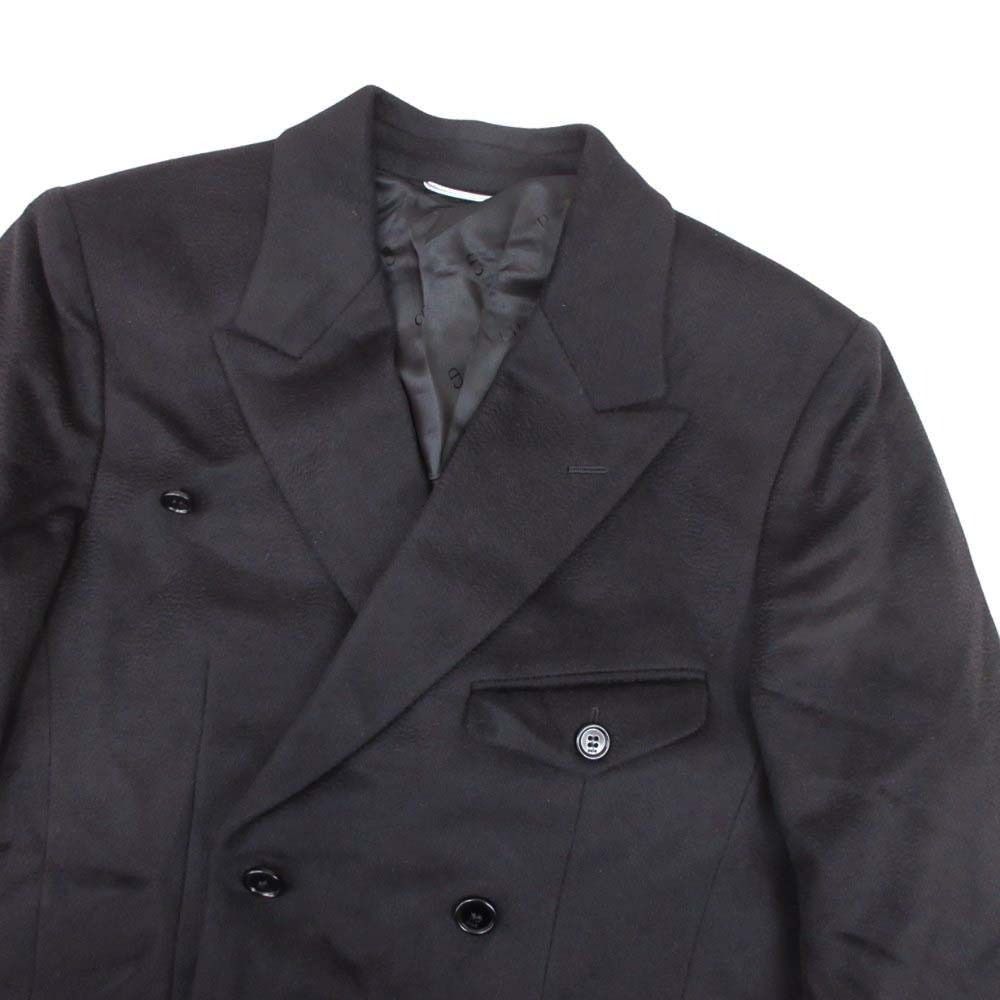 Dior Homme Cashmere Double Breasted Coat Peak Lapel 44 Black