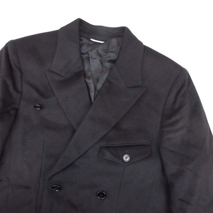 Dior Homme Cashmere Double Breasted Coat Peak Lapel 44 Black