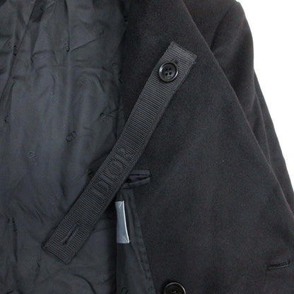 Dior Homme Cashmere Double Breasted Coat Peak Lapel 44 Black