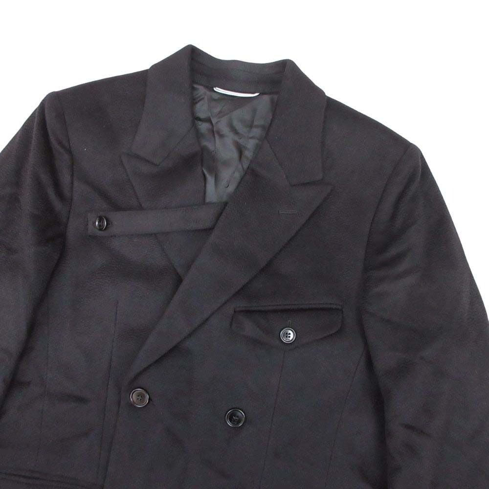 Dior Homme Cashmere Double Breasted Coat Peak Lapel 44 Black