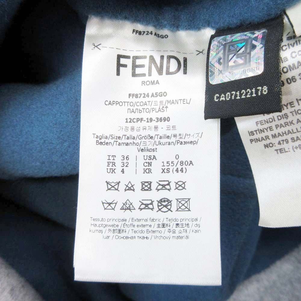 Fendi Double Face Wool Melton Long Coat Breast Fur Pocket 36 Gray