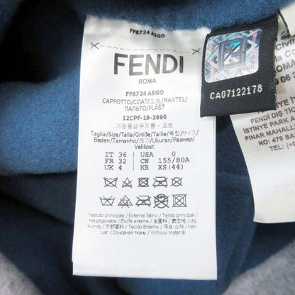 Fendi Double Face Wool Melton Long Coat Breast Fur Pocket 36 Gray