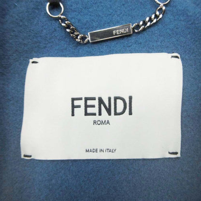 Fendi Double Face Wool Melton Long Coat Breast Fur Pocket 36 Gray
