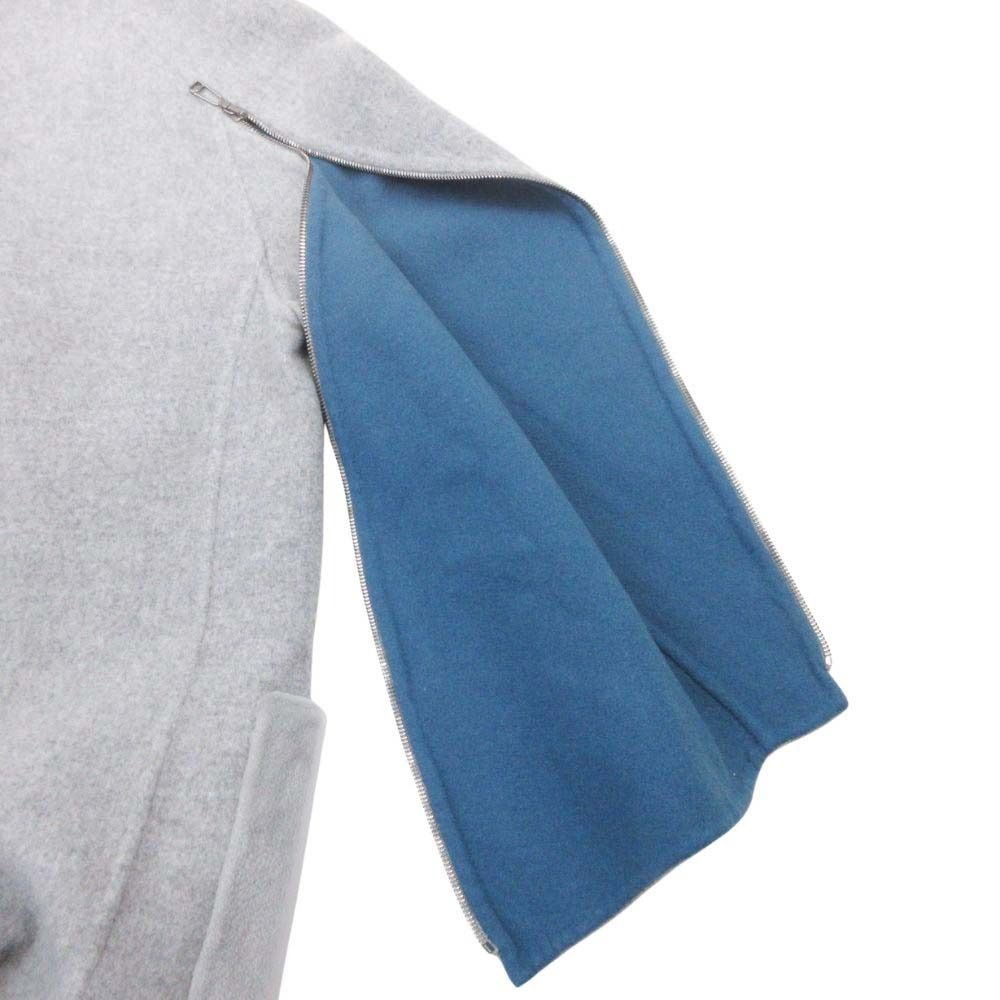 Fendi Double Face Wool Melton Long Coat Breast Fur Pocket 36 Gray