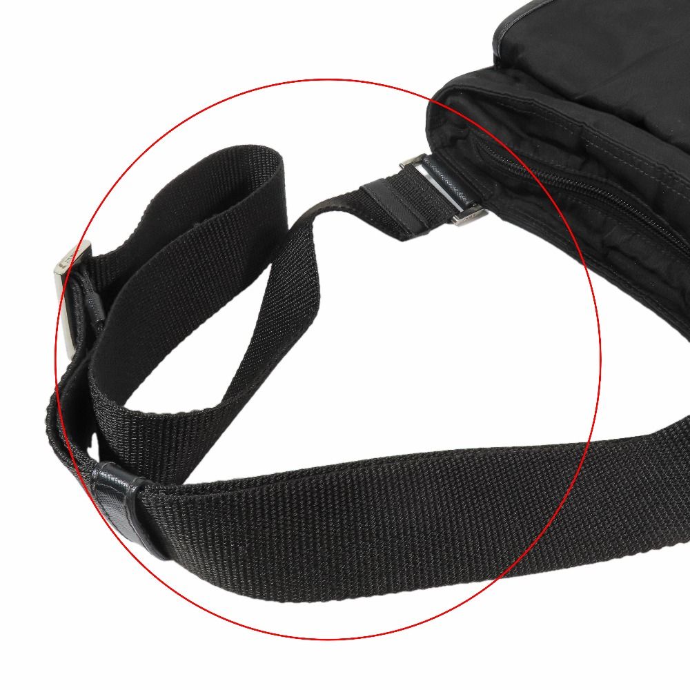 Prada Tessuto Nylon Triangle Logo Plate Messenger Shoulder Bag Purse Black