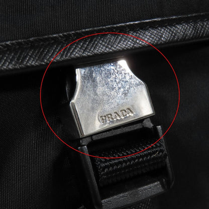 Prada Tessuto Nylon Triangle Logo Plate Messenger Shoulder Bag Purse Black