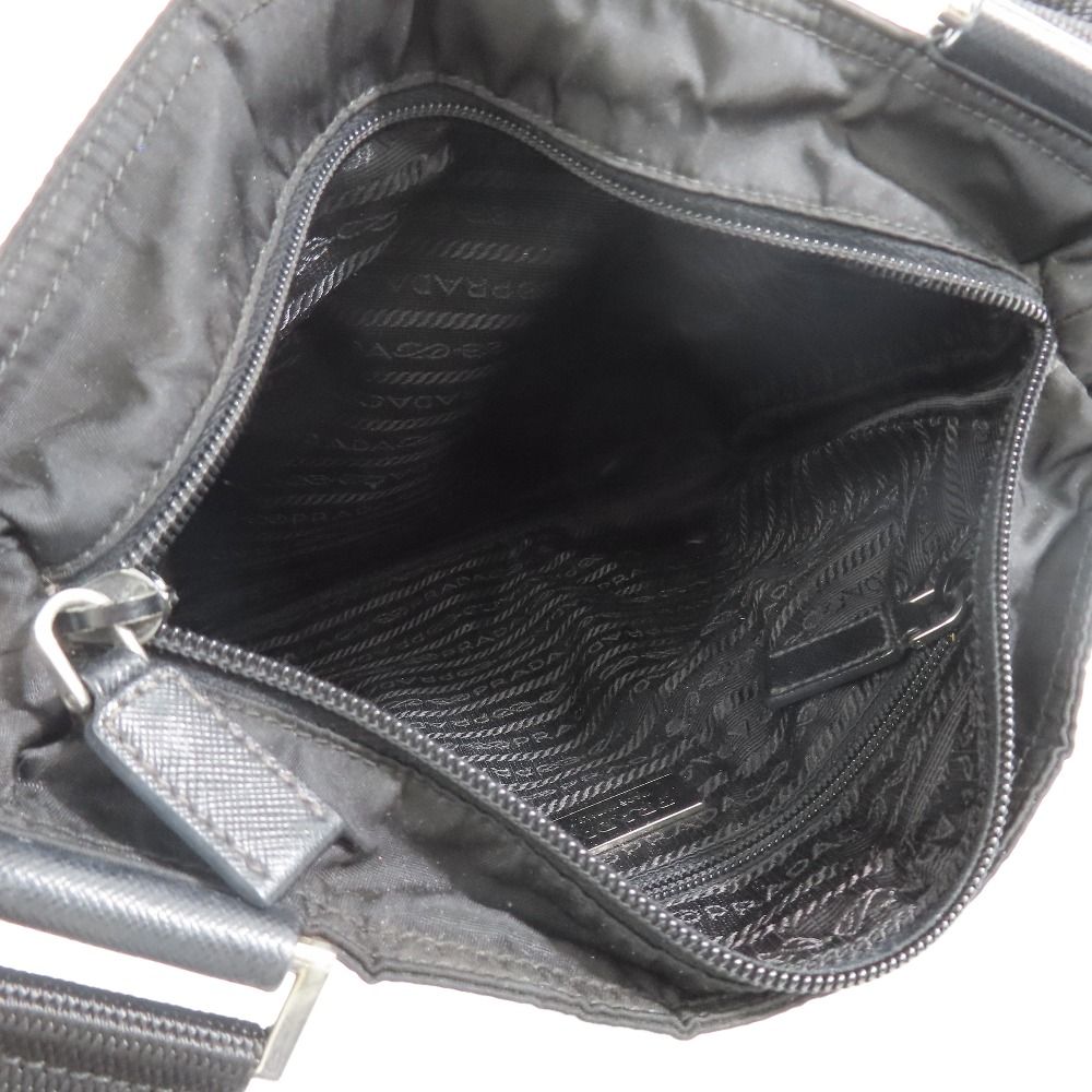 Prada Tessuto Nylon Triangle Logo Plate Messenger Shoulder Bag Purse Black