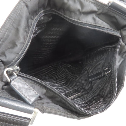 Prada Tessuto Nylon Triangle Logo Plate Messenger Shoulder Bag Purse Black