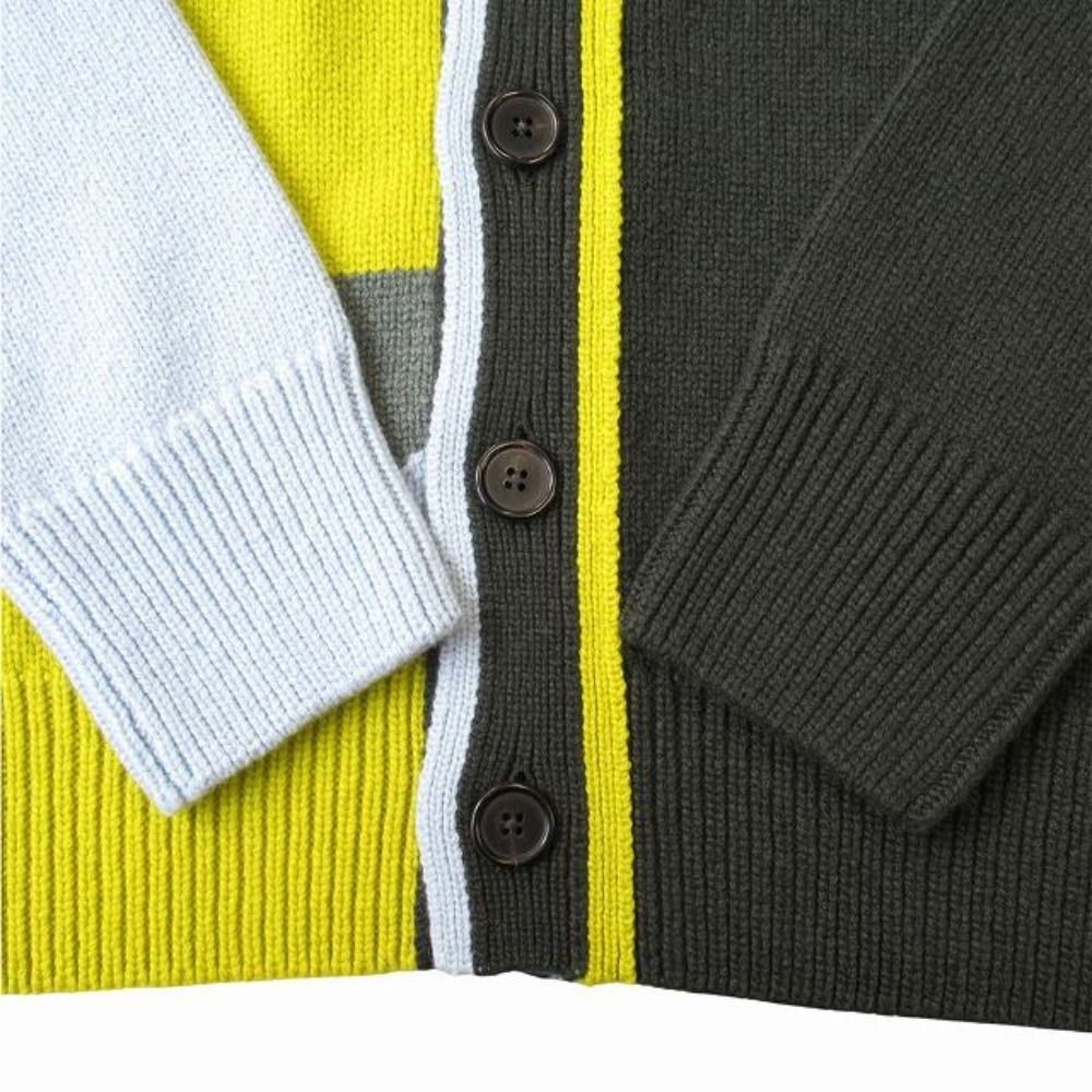 Hermes Tang Lambskin Striped Cardigan Top Cashmere Archive XL Green Multi