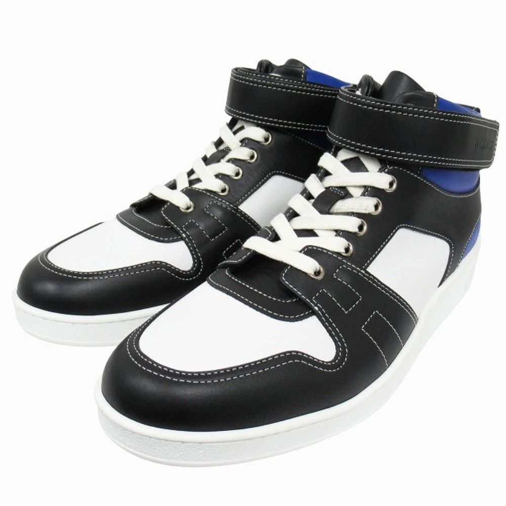 Hermes Freestyle Calfskin Leather Sneakers Shoes High Cut 42 White