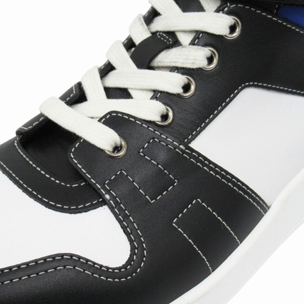 Hermes Freestyle Calfskin Leather Sneakers Shoes High Cut 42 White