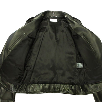 Saint Laurent Paris Studs All Black Double Rider Jacket Motorcycle Leather 52