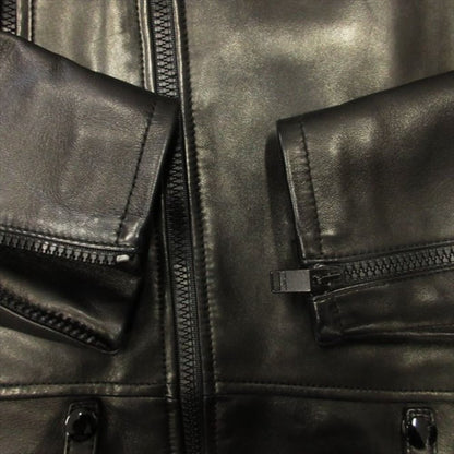 Saint Laurent Paris Studs All Black Double Rider Jacket Motorcycle Leather 52