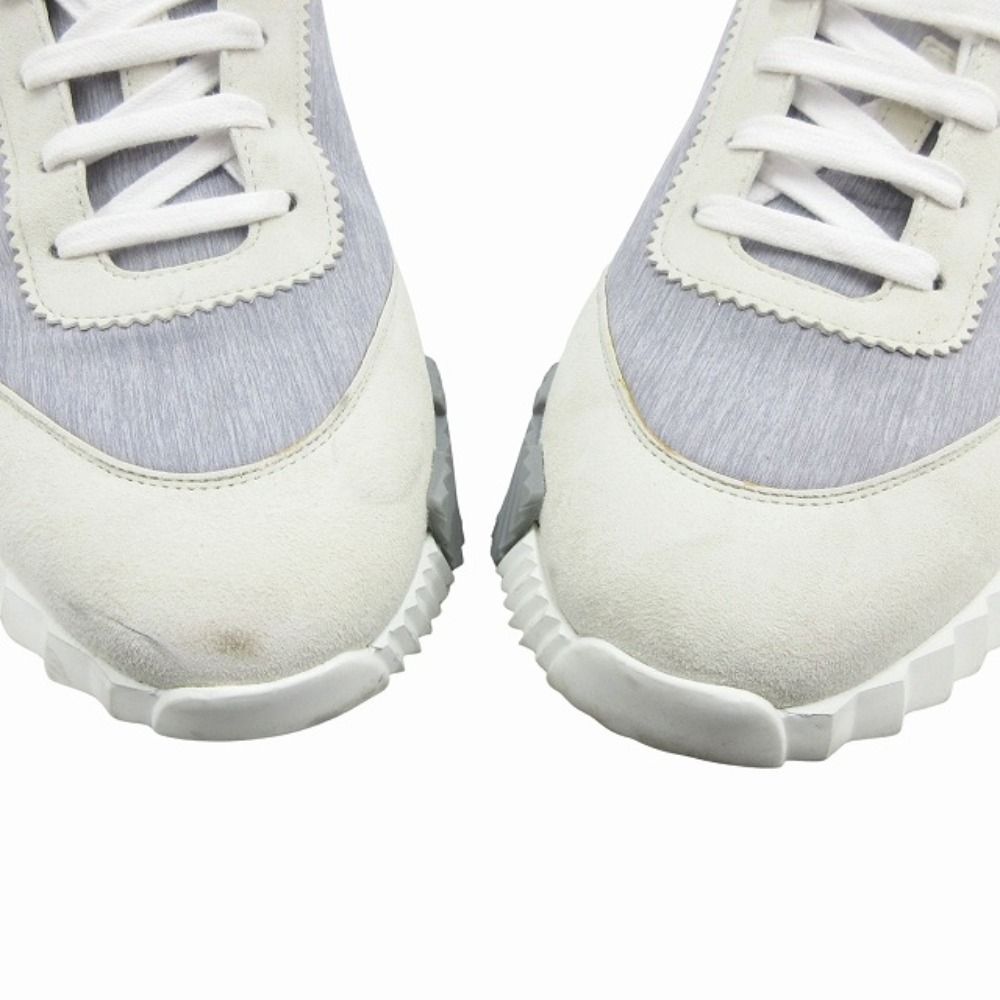 Hermes Bouncing Sneakers Shoes Logo Suede Leather 42) Gray White
