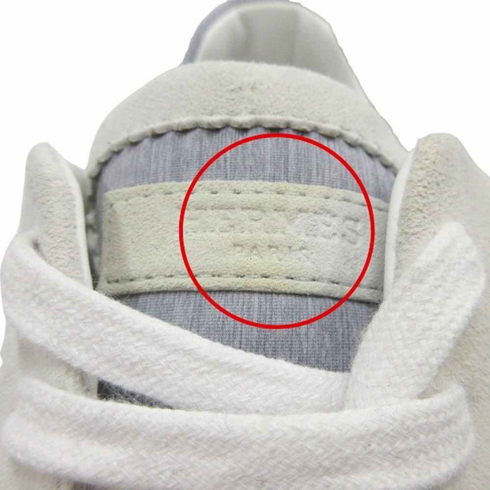 Hermes Bouncing Sneakers Shoes Logo Suede Leather 42) Gray White