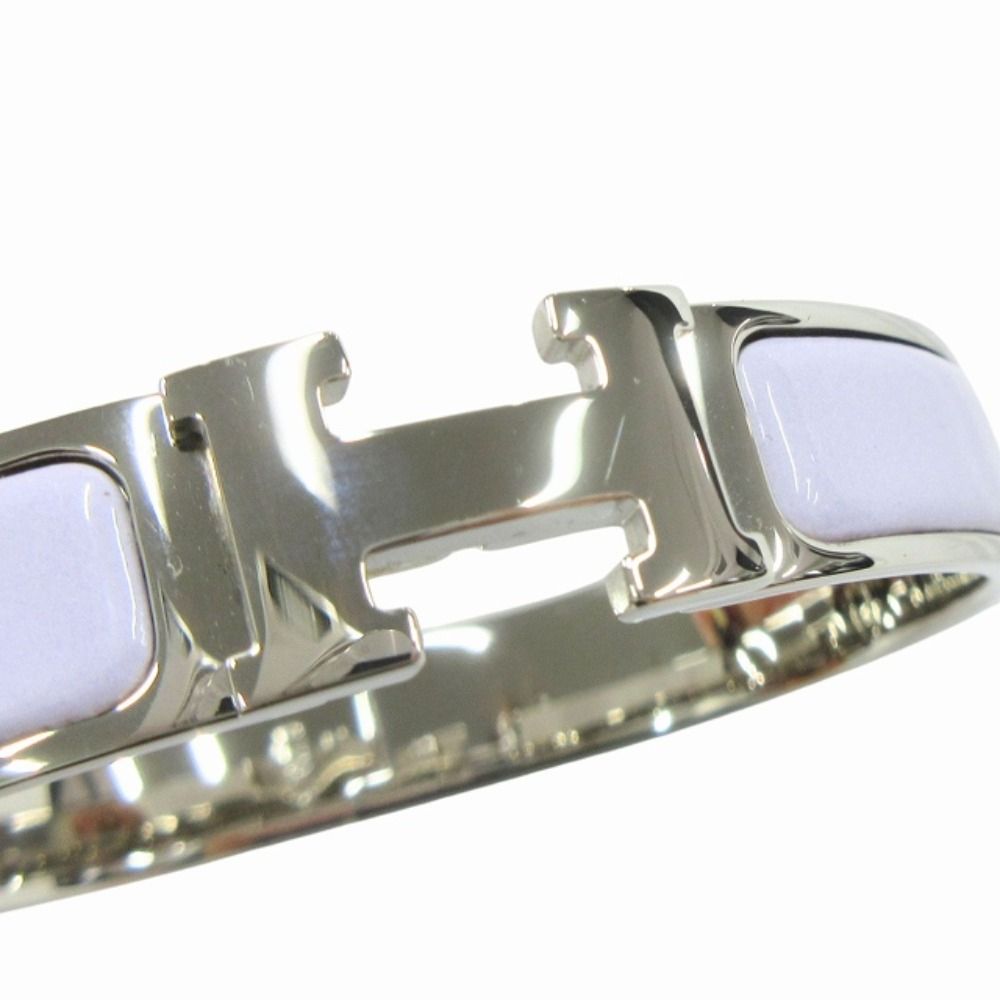 Hermes Clic Bracelet Bangle GM Silver Lila Light Purple