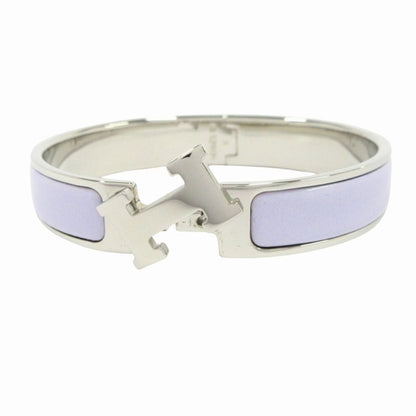 Hermes Clic Bracelet Bangle GM Silver Lila Light Purple