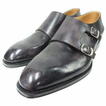 Louis Vuitton Double Monk Strap Dress Business Shoes Leather Silver Black