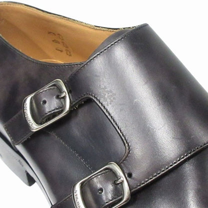 Louis Vuitton Double Monk Strap Dress Business Shoes Leather Silver Black