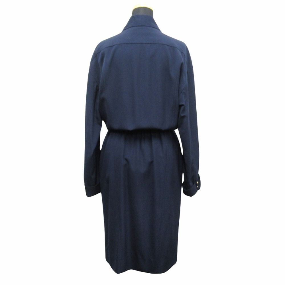 Chanel CC Logo Gold Button Dress Double Breast 38 Vintage Navy