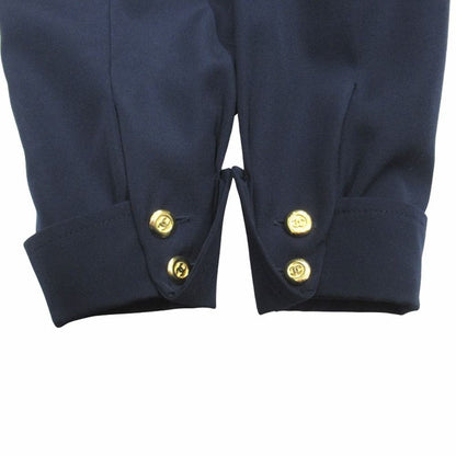 Chanel CC Logo Gold Button Dress Double Breast 38 Vintage Navy