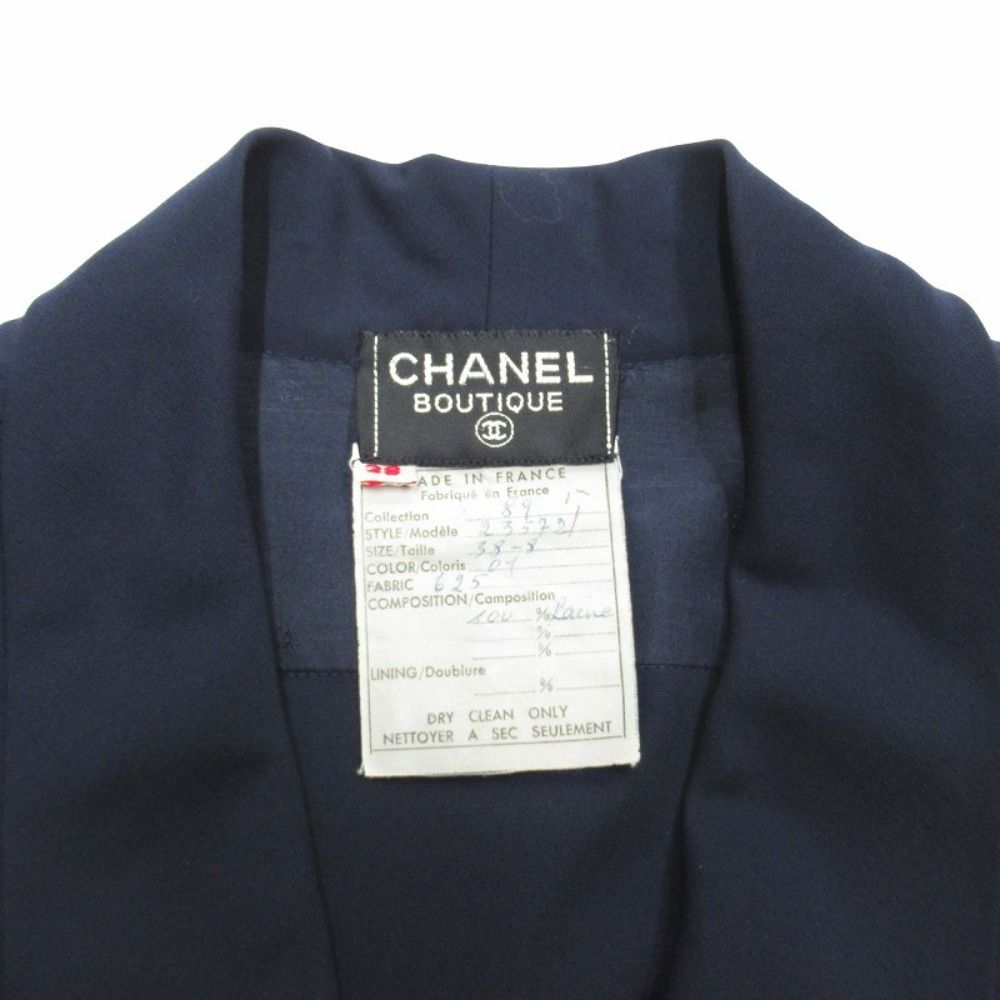 Chanel CC Logo Gold Button Dress Double Breast 38 Vintage Navy