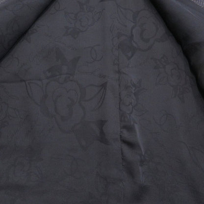 Chanel Denim Dress Dot Contrast Round Collar CC Logo Camellia Lining 34 Indigo