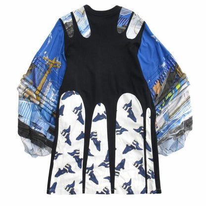 Louis Vuitton with Gel Patch Volume Sleeve Dress Monogram Tab S Blue