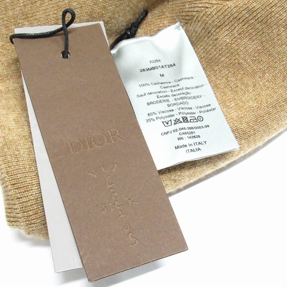 Dior Letter Logo Embroidery Cashmere Bi Ni Knit Cap Hat M Brown Gold