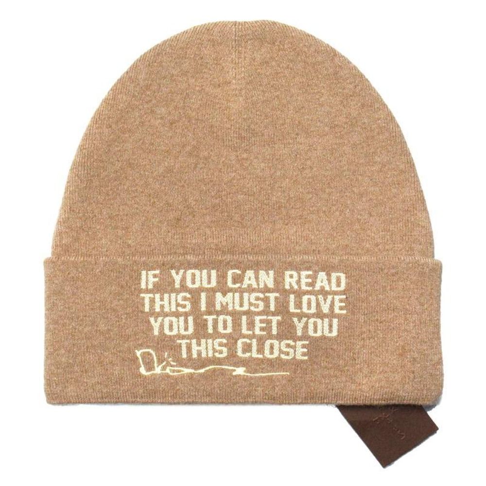 Dior Letter Logo Embroidery Cashmere Bi Ni Knit Cap Hat M Brown Gold