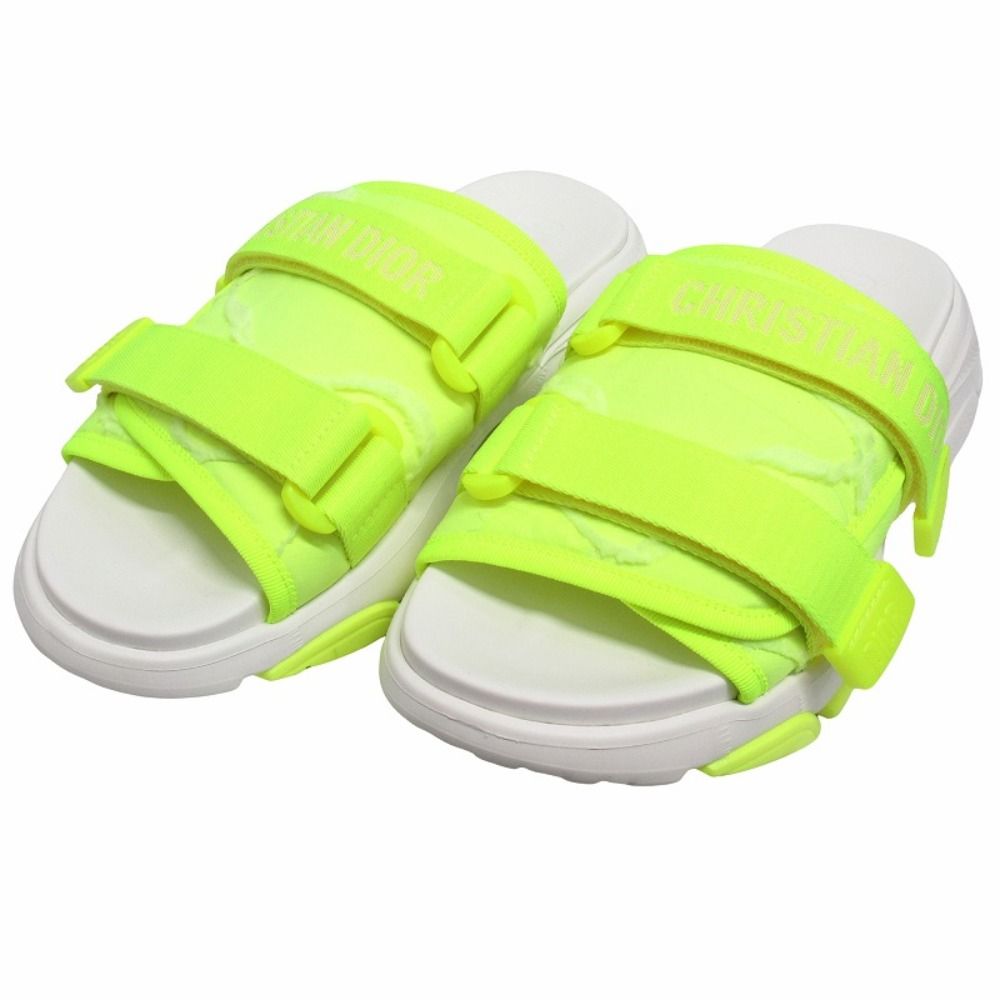 Dior D Wonder Slide Sandals Logo Belt Platform Shoes 38 Yellow