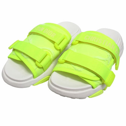 Dior D Wonder Slide Sandals Logo Belt Platform Shoes 38 Yellow