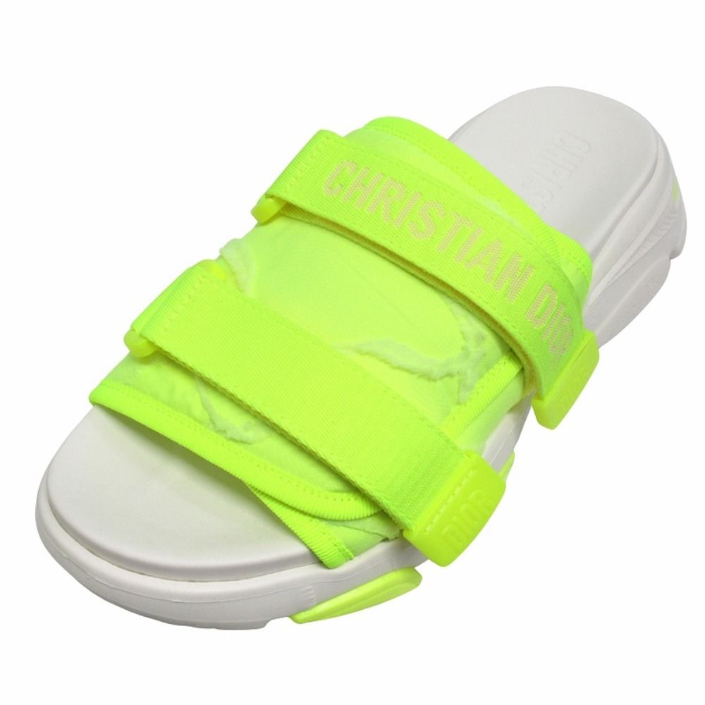 Dior D Wonder Slide Sandals Logo Belt Platform Shoes 38 Yellow
