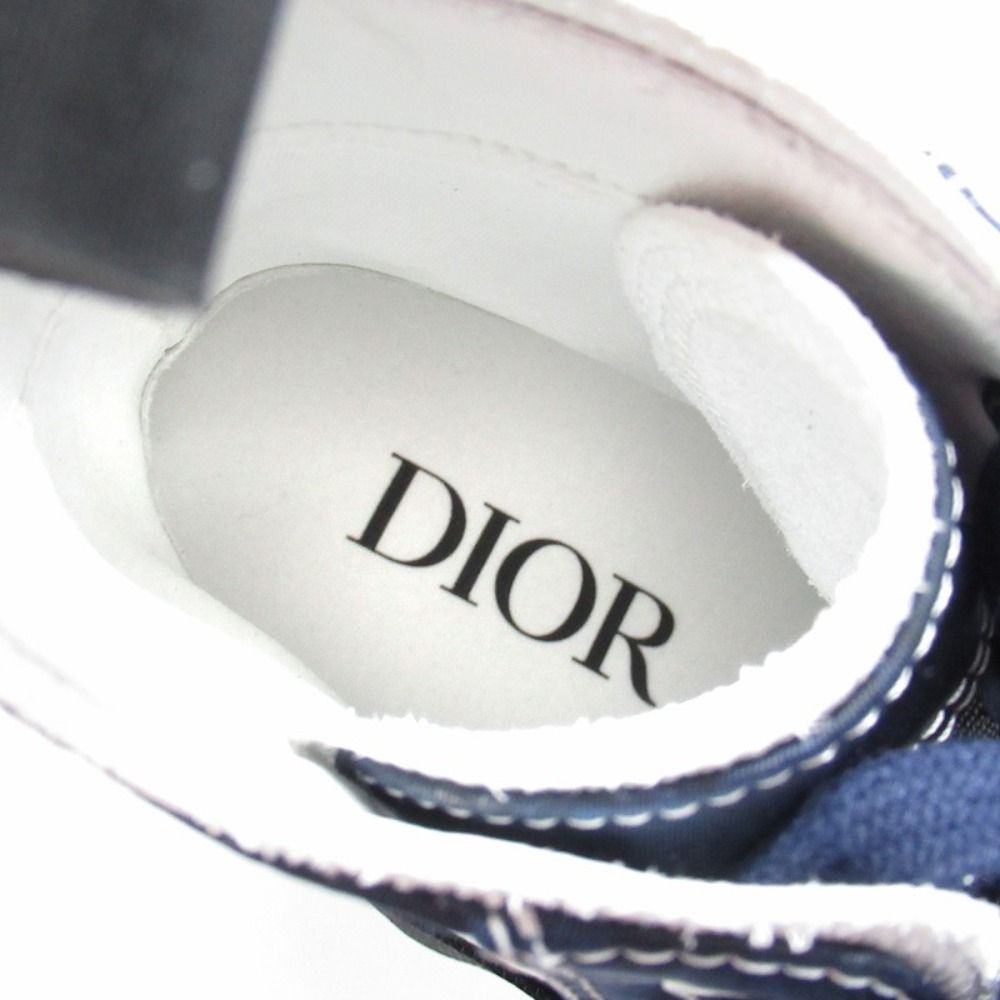 Dior High Top Logo Buckle Cut Sneakers Shoes 36 Navy