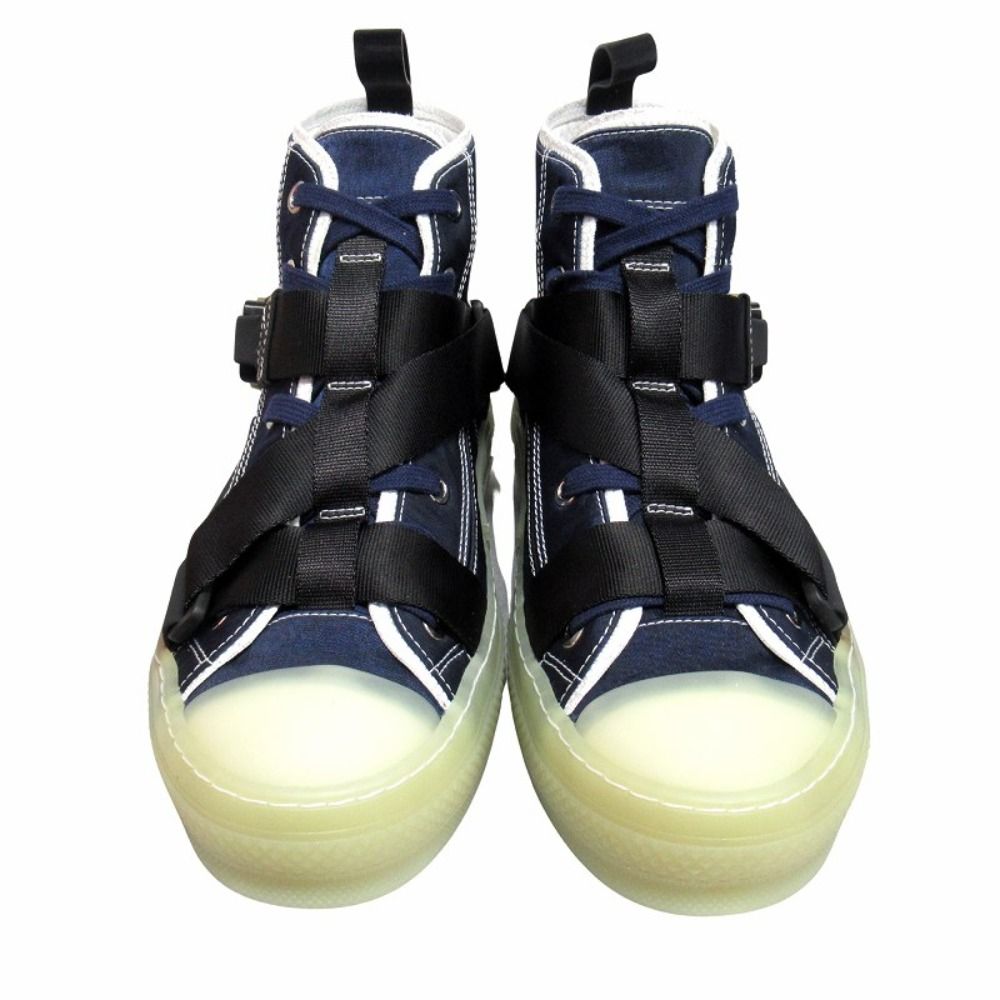 Dior High Top Logo Buckle Cut Sneakers Shoes 36 Navy