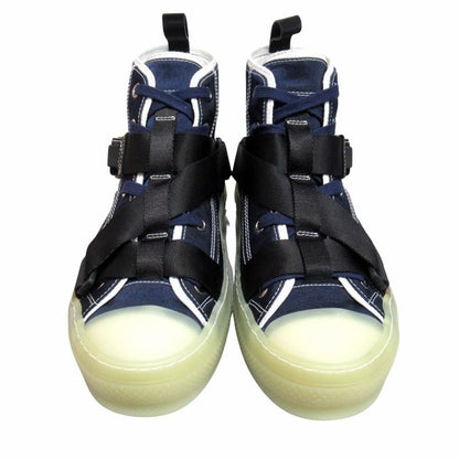 Dior High Top Logo Buckle Cut Sneakers Shoes 36 Navy