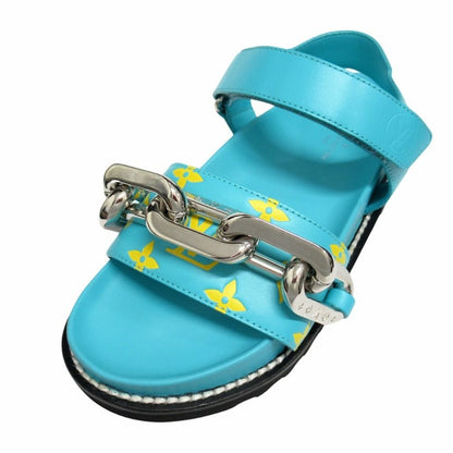Louis Vuitton Paseo Line Chain Monogram Sandals Shoes Leather