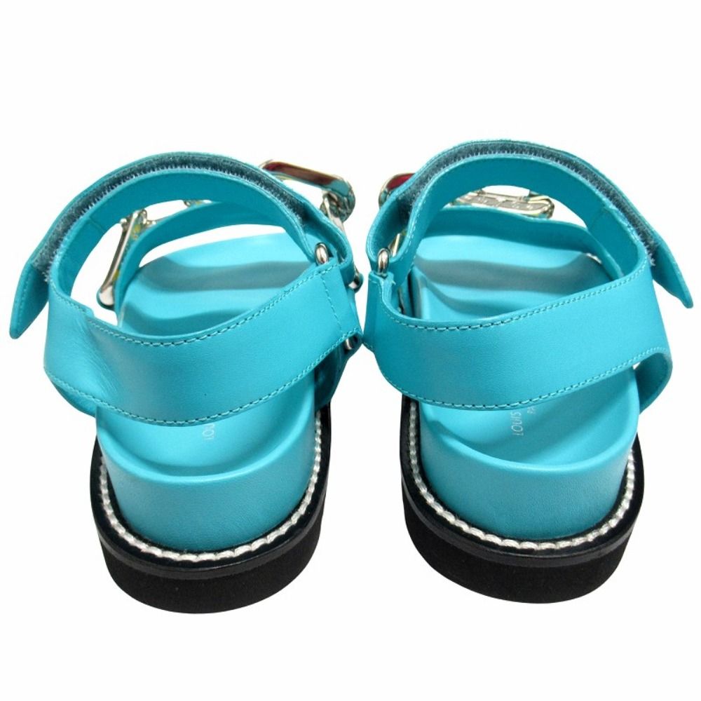 Louis Vuitton Paseo Line Chain Monogram Sandals Shoes Leather
