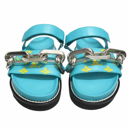 Louis Vuitton Paseo Line Chain Monogram Sandals Shoes Leather
