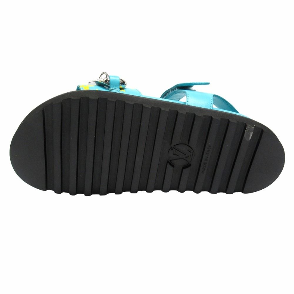 Louis Vuitton Paseo Line Chain Monogram Sandals Shoes Leather